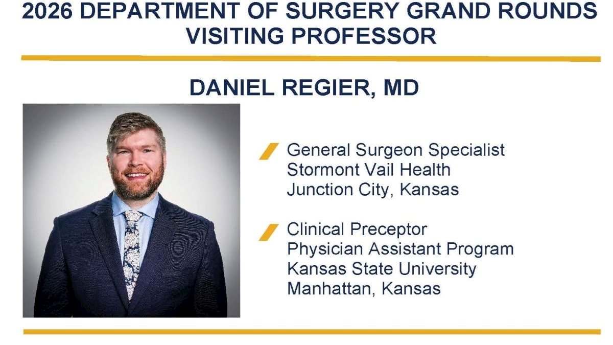 Announcing the WVU Department of Surgery Visiting Professor Daniel Regier, MD