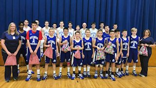Buckhannon Upshur Middle School Basketball Team provides Christmas gifts for oncology patients at St. Joseph's Hospital