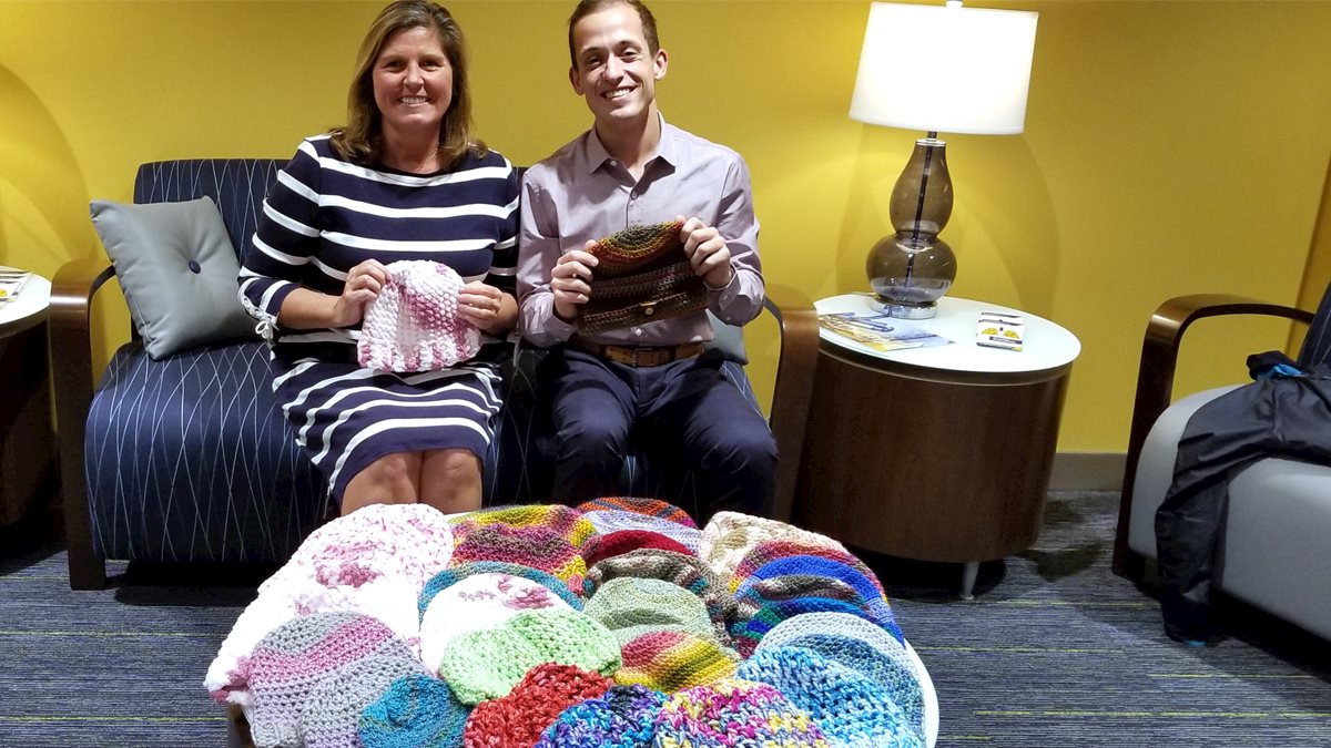 Grateful patient donates hats to patients at Mary Babb Randolph Cancer Center