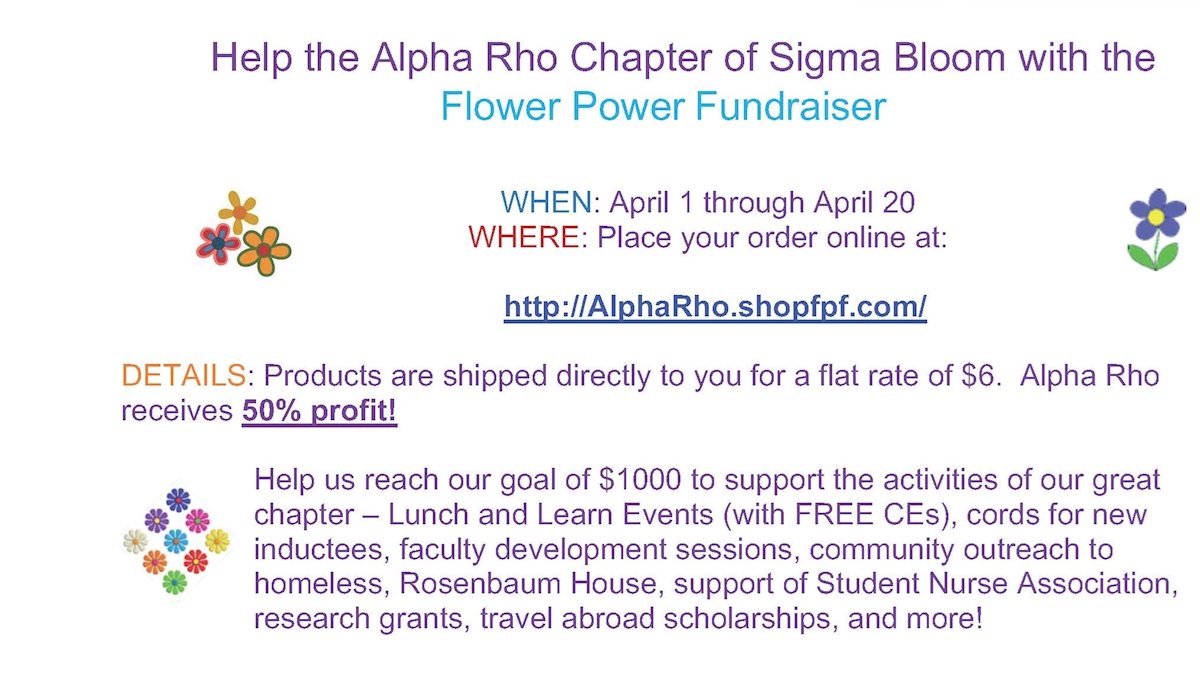 Help the Alpha Rho Chapter of Sigma Bloom with the Flower Power Fundraiser
