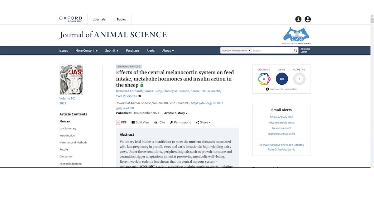 Interpretive Summary: Effects of the central melanocortin system on feed intake, metabolic hormones and insulin action in the sheep