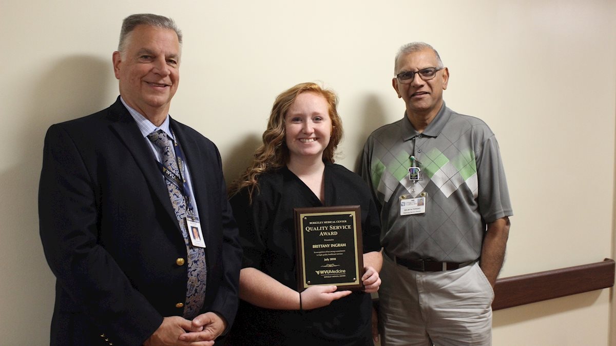 Quality service award recipient announced at Berkeley Medical Center