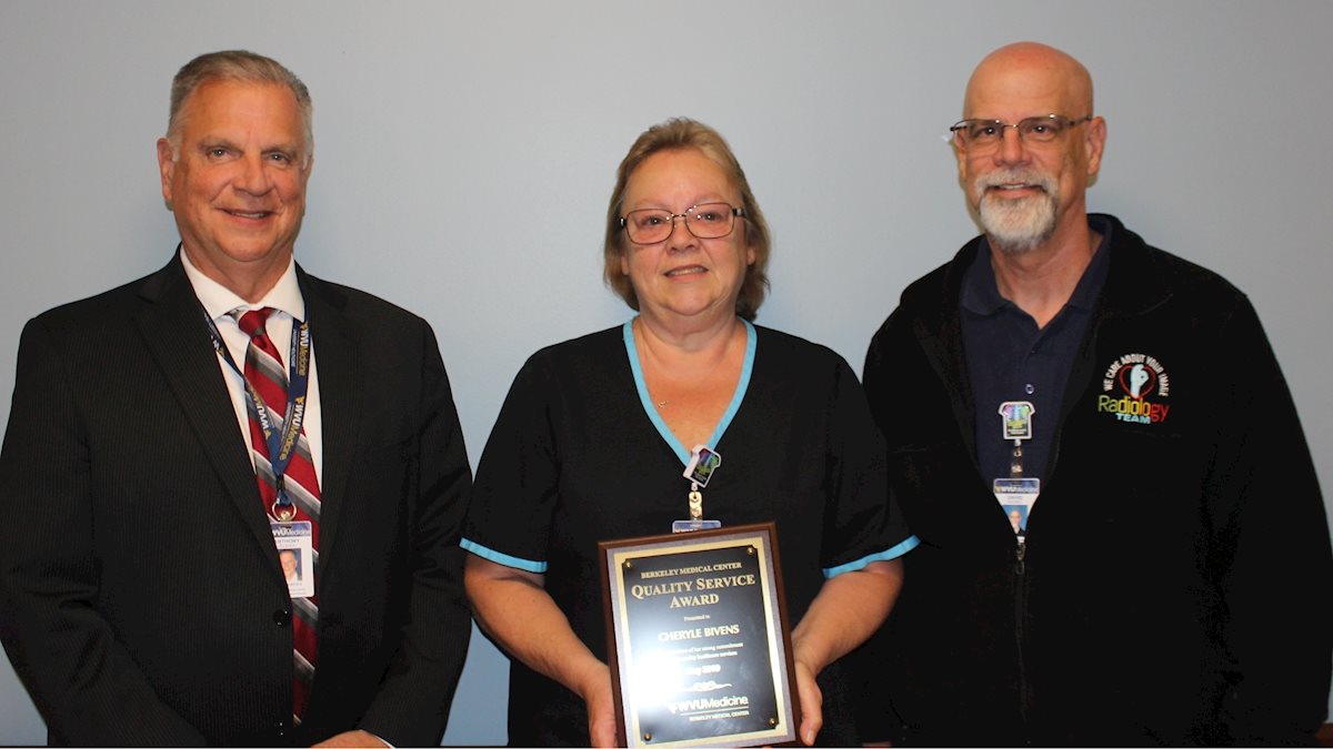 Quality service award recipient announced at Berkeley Medical Center