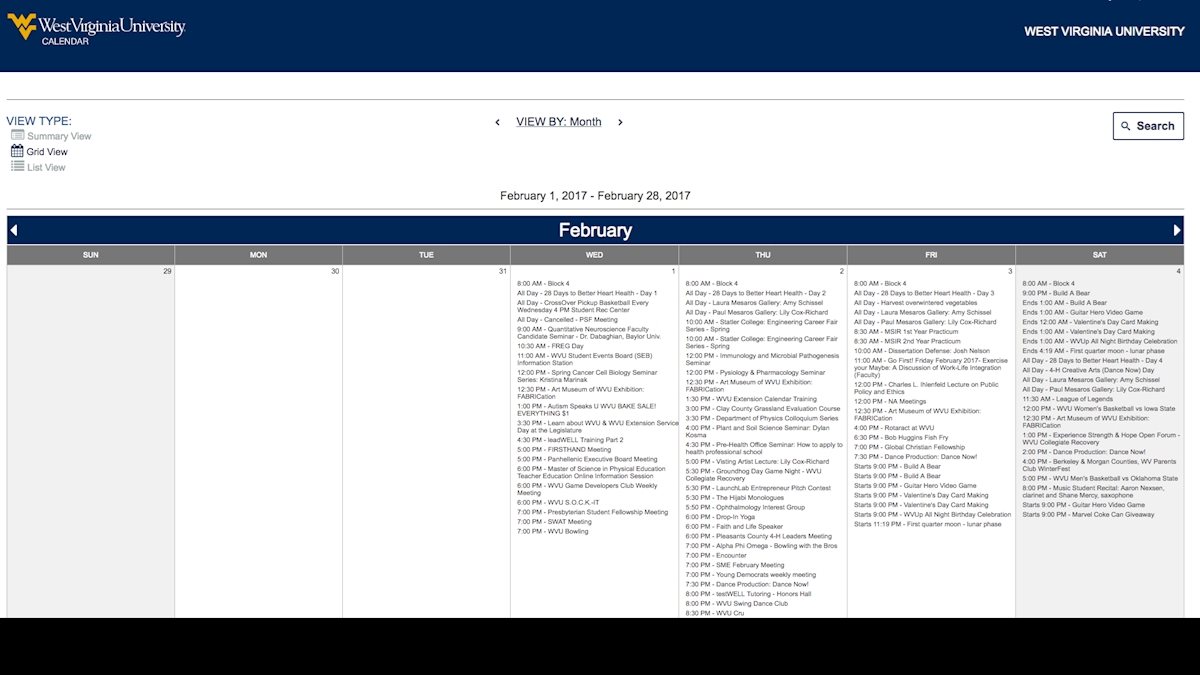 School of Medicine departments directed to use WVU Calendar to post