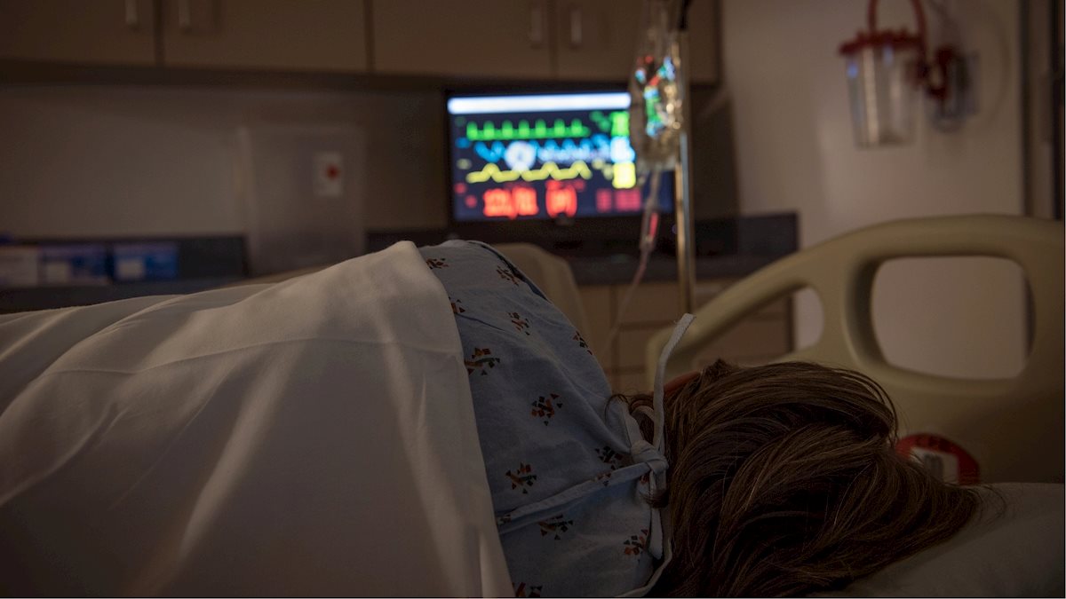 hospital room with patient