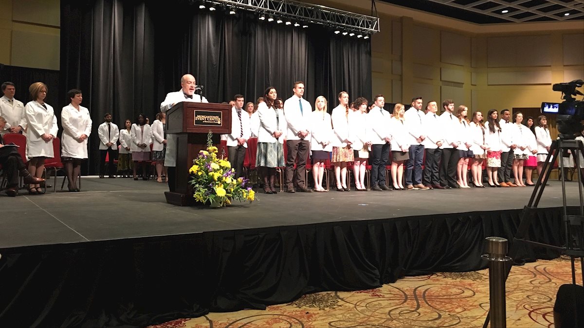WVU School of Medicine students received white coats March 19
