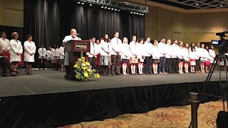 WVU School of Medicine students received white coats March 19